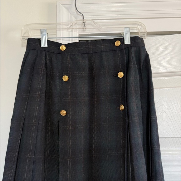 Liz Claiborne Collection Vintage Blue Green Tartan Long Wool Wrap Skirt Size 6 - Picture 3 of 10